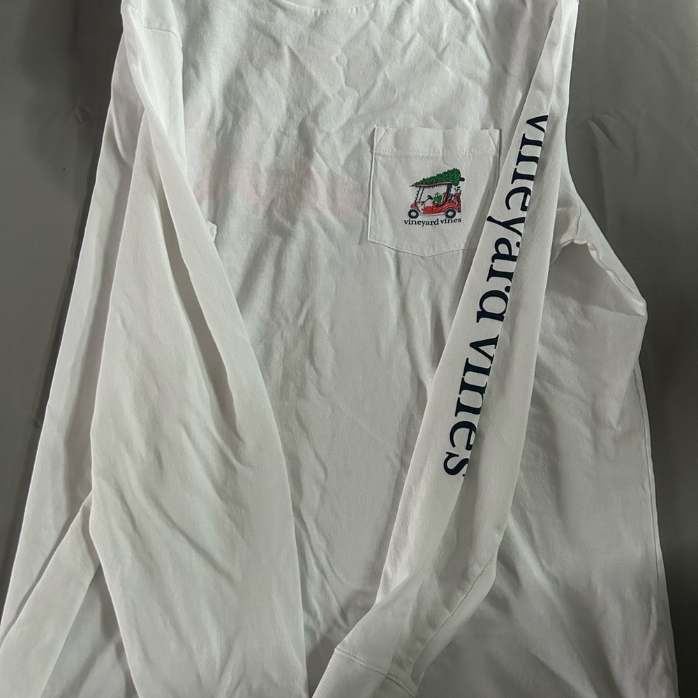 Vineyard Vines White Long Sleeve Tee with Logo